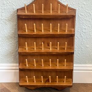 Vintage Wooden Spool Thread Rack – 30 Peg Wall Mount Organizer